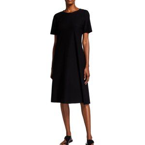 Eileen Fisher Crewneck Washable Stretch Crepe Midi Dress Size Medium (XL fit)
